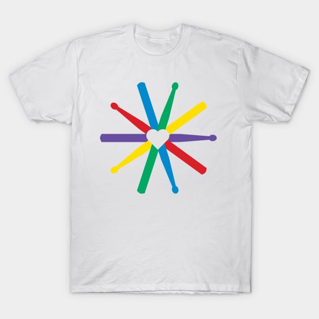 Rainbow Drumsticks T-Shirt by drummingco